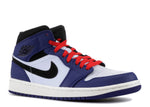 Men Air Jordan 1 Mid Deep Royal Blue Black
