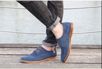 Men Casual Leather Chaussure Homme Shoes Blue